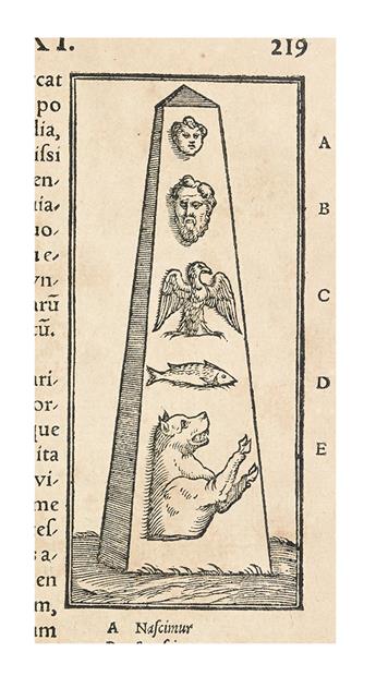 VALERIANO BOLZANO, GIOVANNI PIETRO. Hieroglyphica; sive, De sacris Aegyptiorum, aliarumque gentium literis commentarii.  1575